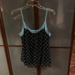 New York & Company Black and Light Blue Tank Top